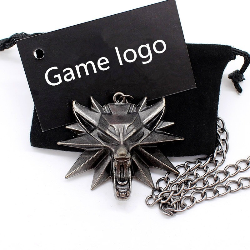 Mago 3 juego de caza salvaje colgante collar Geralt animal metal enlace cadena cabeza de Lobo collar vapor 1 bolsa 1 tarjeta calidad original
